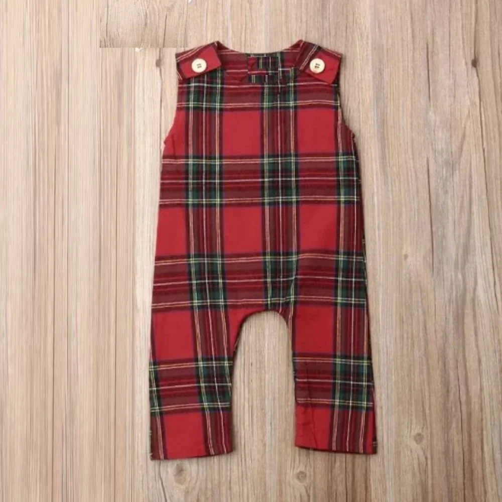 Tartan Plaid Christmas Boy Outfit Clothes Jumpsuit Romper
